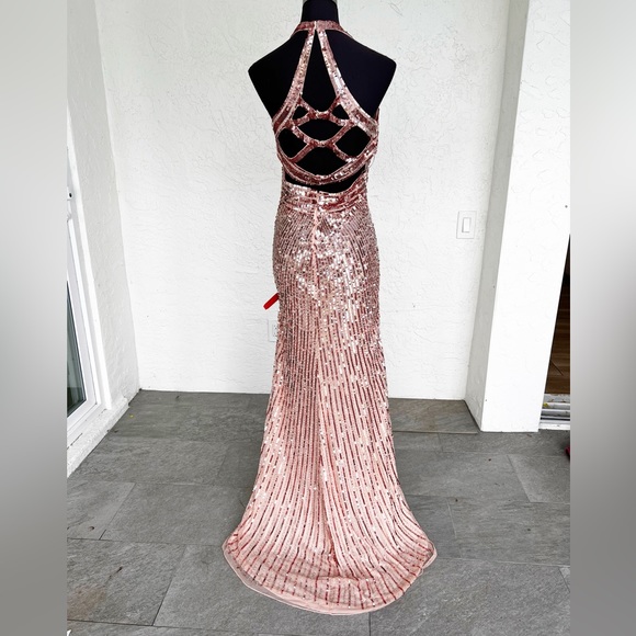 Mac Duggal Pink Sequin Beaded Prom Pageant Gown Women’s size 8 - Picture 10 of 12